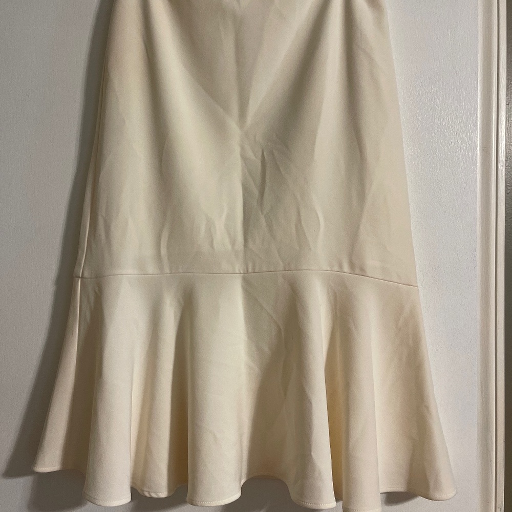 White House Black Market- Cream Skirt with ruffle